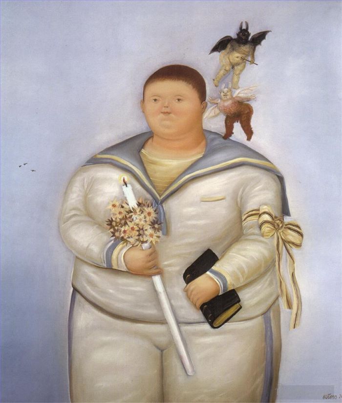 Fernando Botero Angulo Peinture à l'huile - Autoportrait le jour de la première communion