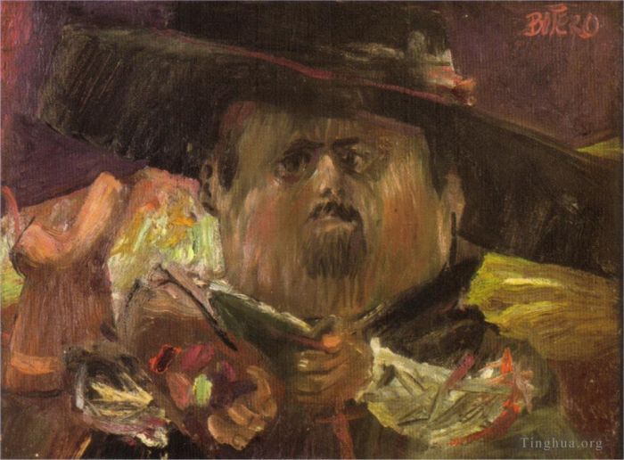 Fernando Botero Angulo Peinture à l'huile - Autoportrait