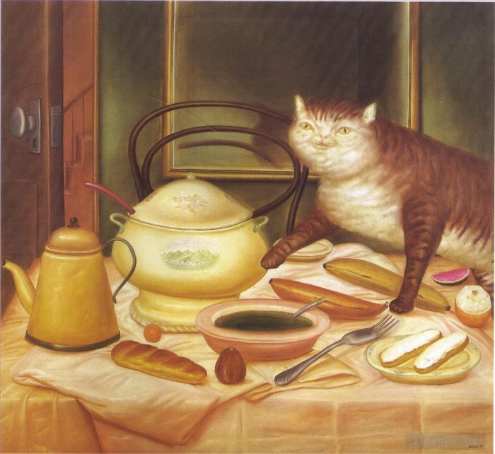Fernando Botero Angulo Peinture à l'huile - Nature morte à la soupe verte