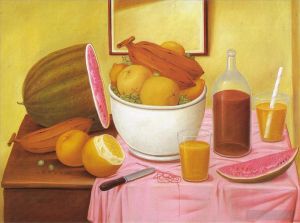Fernando Botero Angulo œuvre - Nature morte à l'Orangeade