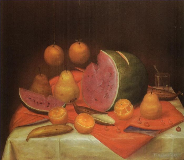 Fernando Botero Angulo Peinture à l'huile - Nature morte à la pastèque 2