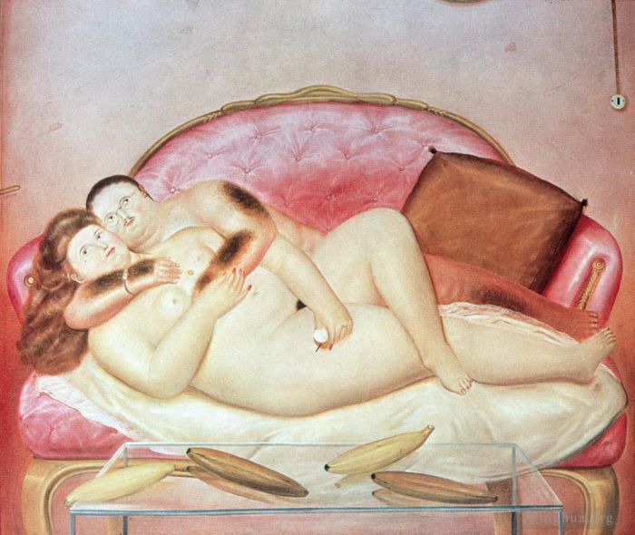 Fernando Botero Angulo Peinture à l'huile - Ronde poilue en sueur
