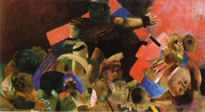 Fernando Botero Angulo Peinture à l'huile - L'apothéose de Ramon Hoyos