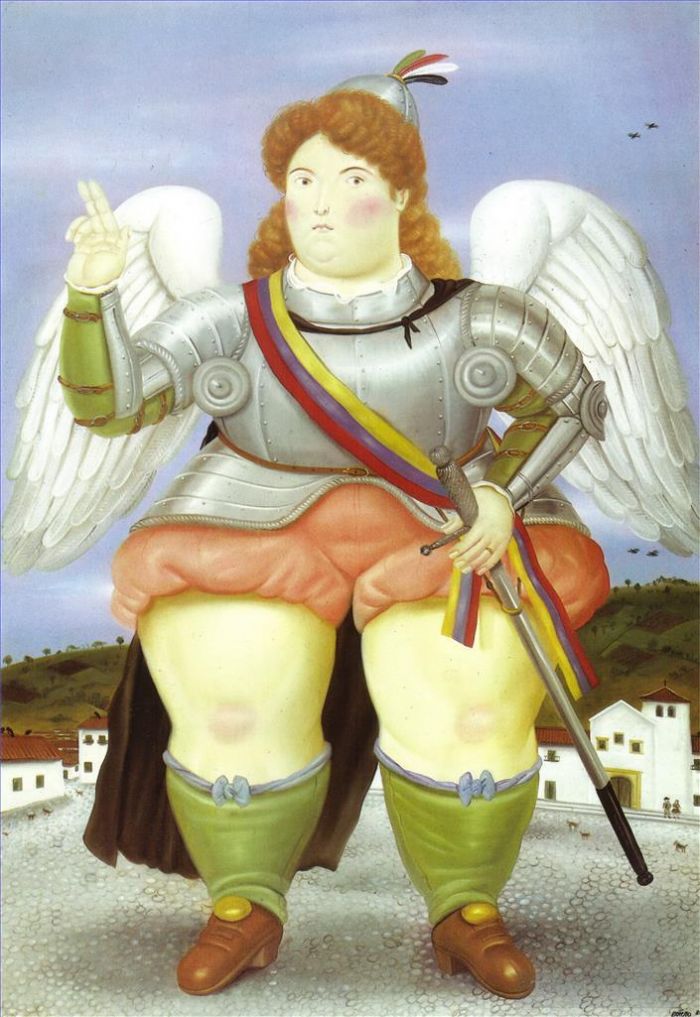 Fernando Botero Angulo Peinture à l'huile - L'Archange Gabriel