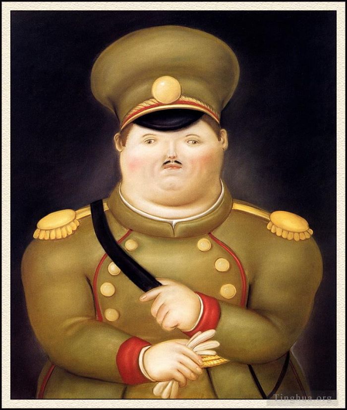 Fernando Botero Angulo Peinture à l'huile - Le capitaine