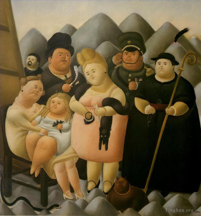 Fernando Botero Angulo Peinture à l'huile - La famille du président