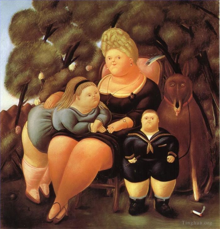 Fernando Botero Angulo Peinture à l'huile - La famille