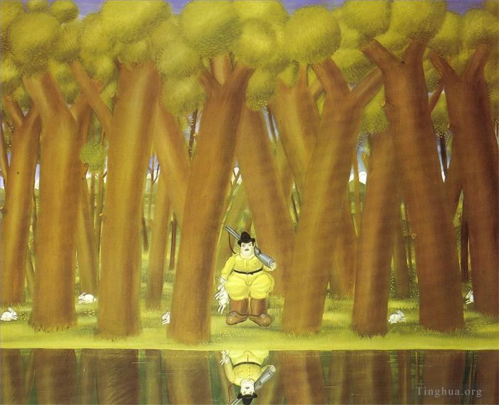 Fernando Botero Angulo Peinture à l'huile - Le chasseur 2