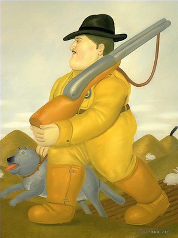 Fernando Botero Angulo Peinture à l'huile - Le chasseur 3