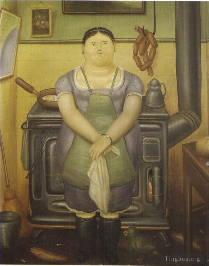 Fernando Botero Angulo Peinture à l'huile - La femme de chambre