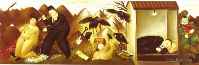 Fernando Botero Angulo Peinture à l'huile - Le meurtre d'Anna Rosa Caderonne