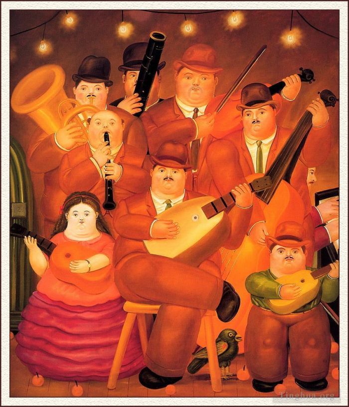Fernando Botero Angulo Peinture à l'huile - Les musiciens 2