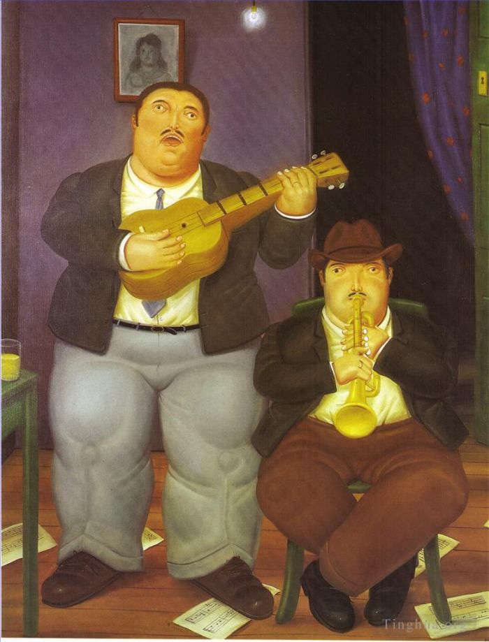 Fernando Botero Angulo Peinture à l'huile - Les musiciens