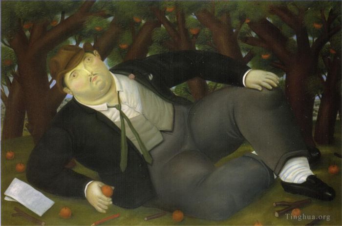 Fernando Botero Angulo Peinture à l'huile - Le poète