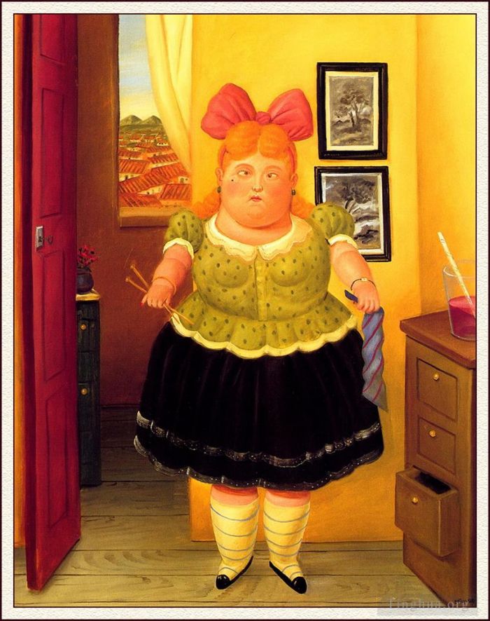 Fernando Botero Angulo Peinture à l'huile - La couturière