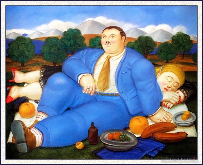 Fernando Botero Angulo Peinture à l'huile - La sieste