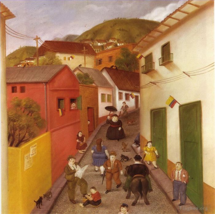 Fernando Botero Angulo Peinture à l'huile - La rue