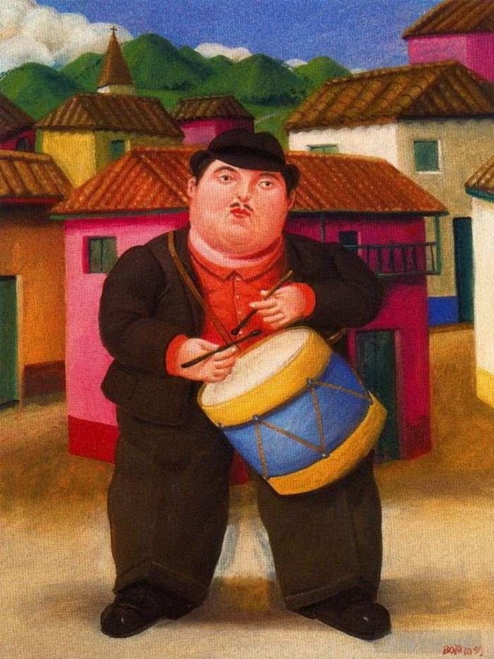Fernando Botero Angulo Peinture à l'huile - Le batteur