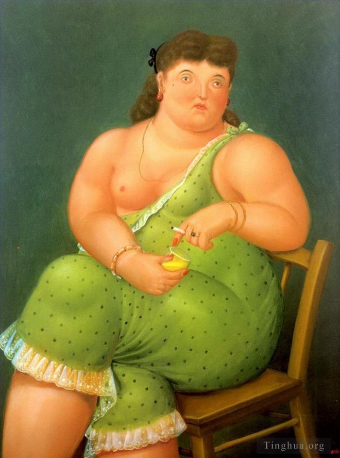 Fernando Botero Angulo Peinture à l'huile - Femme à moitié nue