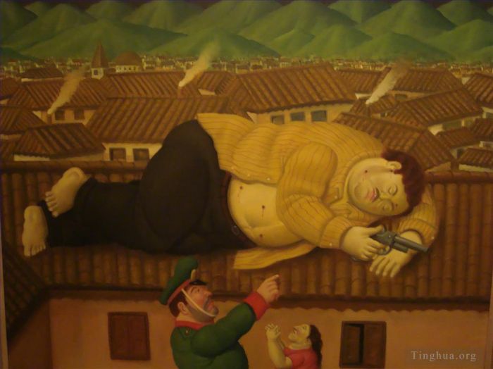 Fernando Botero Angulo Peinture à l'huile - Pablo Escobar est mort à Medellin