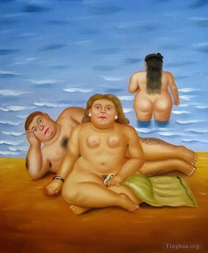 Fernando Botero Angulo Peinture à l'huile - Nageurs