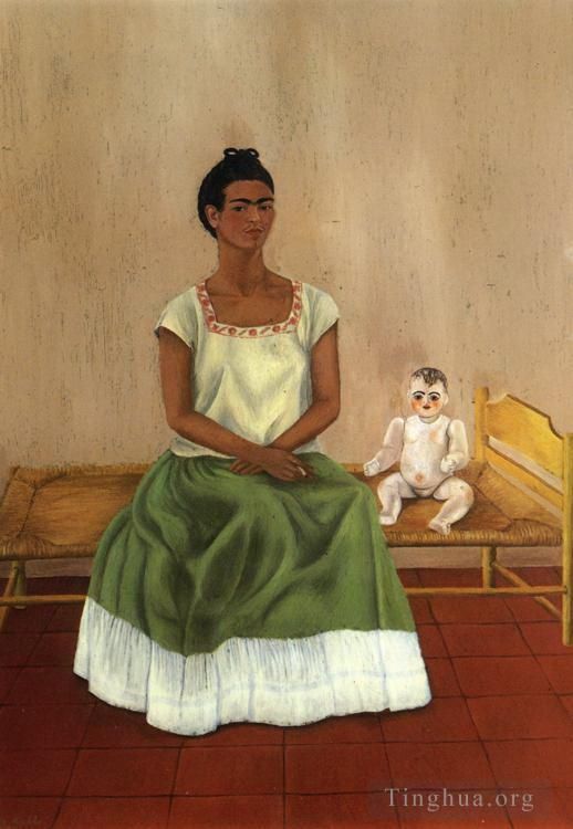 Frida Kahlo de Rivera Peinture à l'huile - Moi et ma poupée