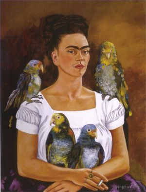 Frida Kahlo de Rivera œuvre - Moi et mes perroquets