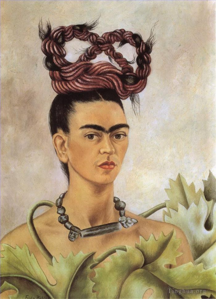 Frida Kahlo de Rivera Peinture à l'huile - Autoportrait avec tresse