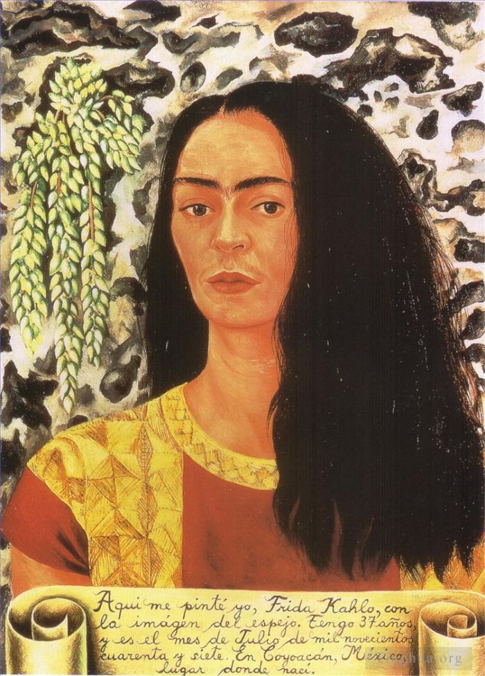 Frida Kahlo de Rivera Peinture à l'huile - Autoportrait aux cheveux dénoués