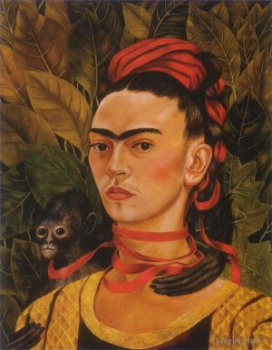 Frida Kahlo de Rivera œuvre - Autoportrait avec un singe