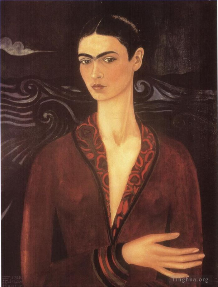 Frida Kahlo de Rivera Peinture à l'huile - Autoportrait en robe de velours