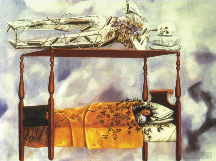 Frida Kahlo de Rivera Peinture à l'huile - Le rêve Le lit