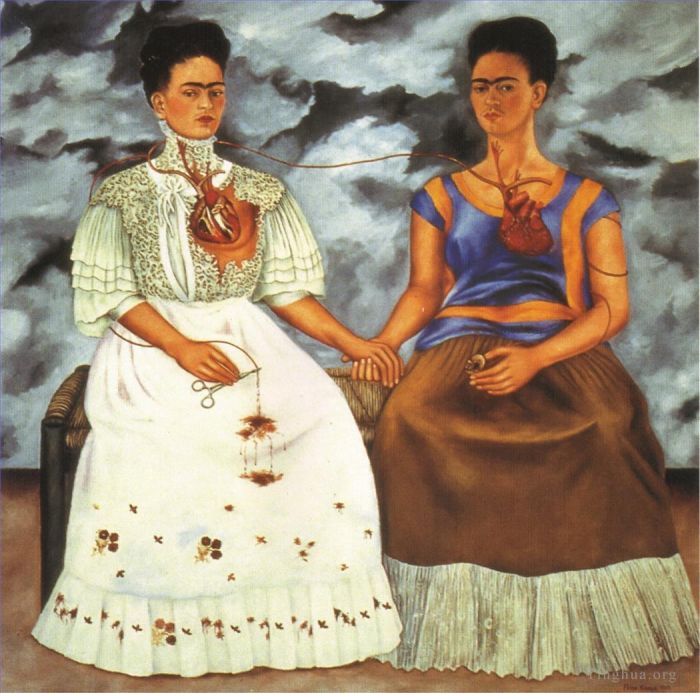Frida Kahlo de Rivera Peinture à l'huile - Les deux fridas 1939