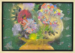 Peinture à l'huile contemporaine - Fleurs dans un vase 2