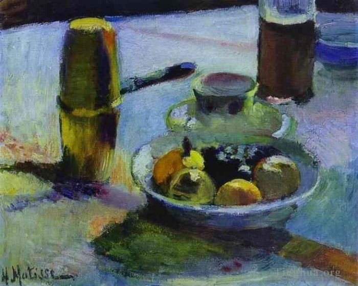 Henri Matisse Peinture à l'huile - Fruits et cafetière 1899