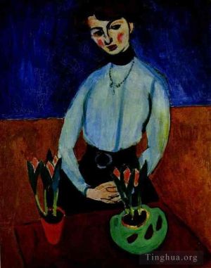 Henri Matisse œuvre - Jeune Fille aux Tulipes Portrait de Jeanne Vadorin 1910