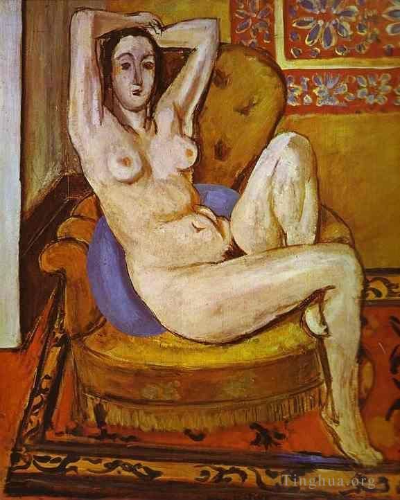 Henri Matisse Peinture à l'huile - Nu sur un coussin bleu 1924