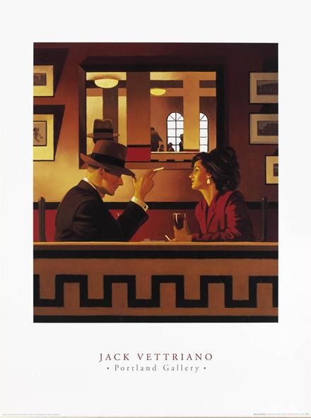 Jack Vettriano Peinture à l'huile - Homme dans le miroir
