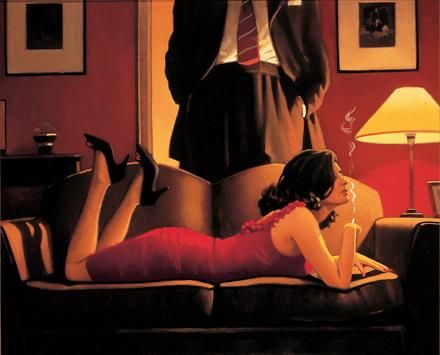 Jack Vettriano Peinture à l'huile - Le salon de la tentation