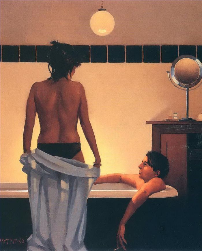 Jack Vettriano Peinture à l'huile - Prendre un bain ensemble
