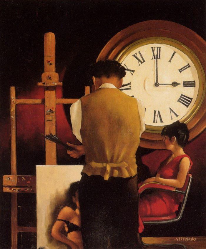 Jack Vettriano Peinture à l'huile - Horloge