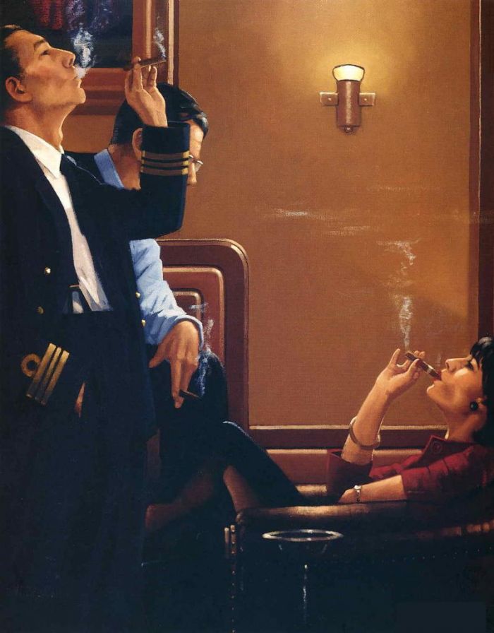 Jack Vettriano Peinture à l'huile - Le divan à cigares