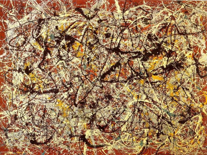Paul Jackson Pollock Types de peintures - Peinture murale sur fond rouge indien