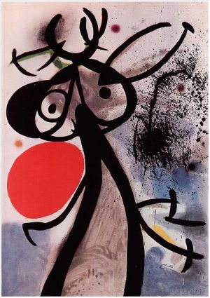 Joan Miró œuvre - Femme oiseaux devant le soleil