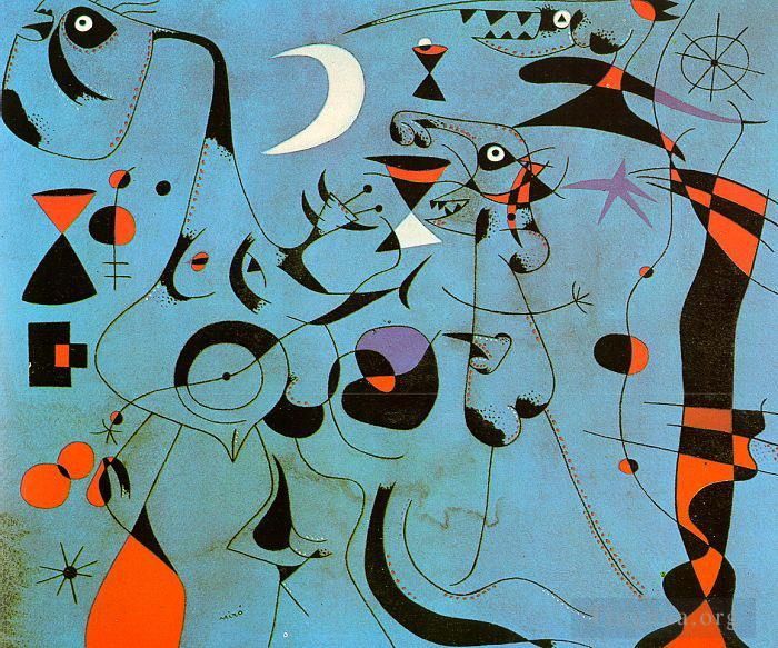 Joan Miró Types de peintures - Figure la nuit guidée par les traces phosphorescentes des escargots