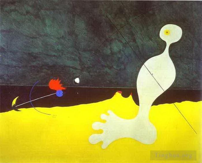 Joan Miró Types de peintures - Personne jetant une pierre sur un oiseau