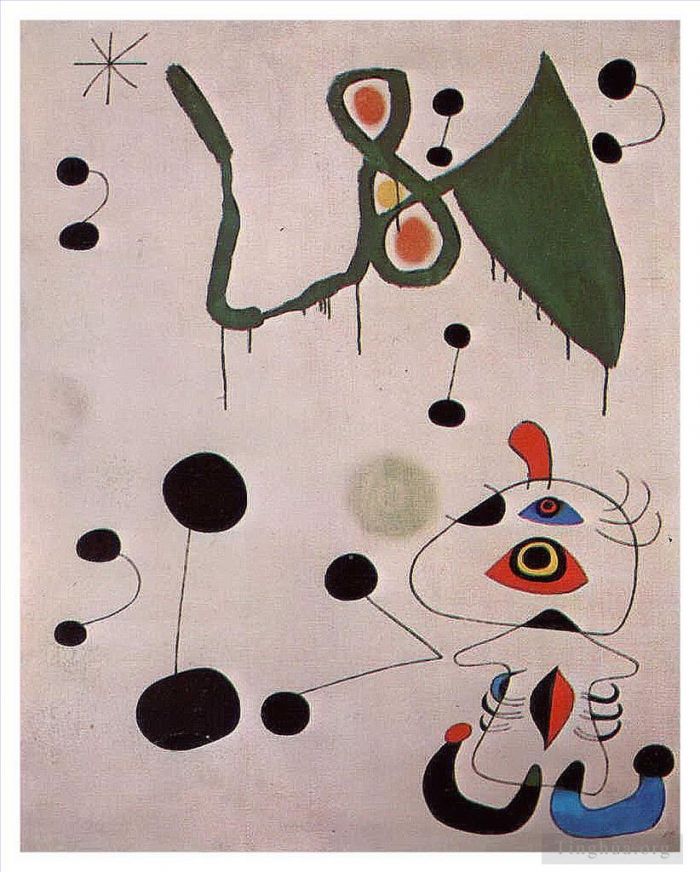 Joan Miró Types de peintures - Femme et oiseau dans la nuit