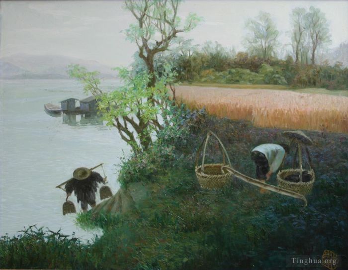 Li Jiahui Peinture à l'huile - Paysans au début du printemps