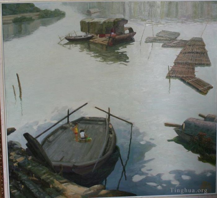 Li Jiahui Peinture à l'huile - Rivière tranquille de Jiulong