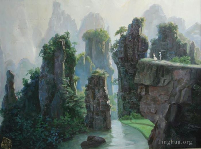 Li Jiahui Peinture à l'huile - Baie de Shentang à Zhangjiajie